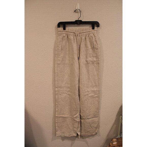 Athleta Retreat Linen High Rise Wide Leg Pant oatmeal size xxsmall - Picture 10 of 11